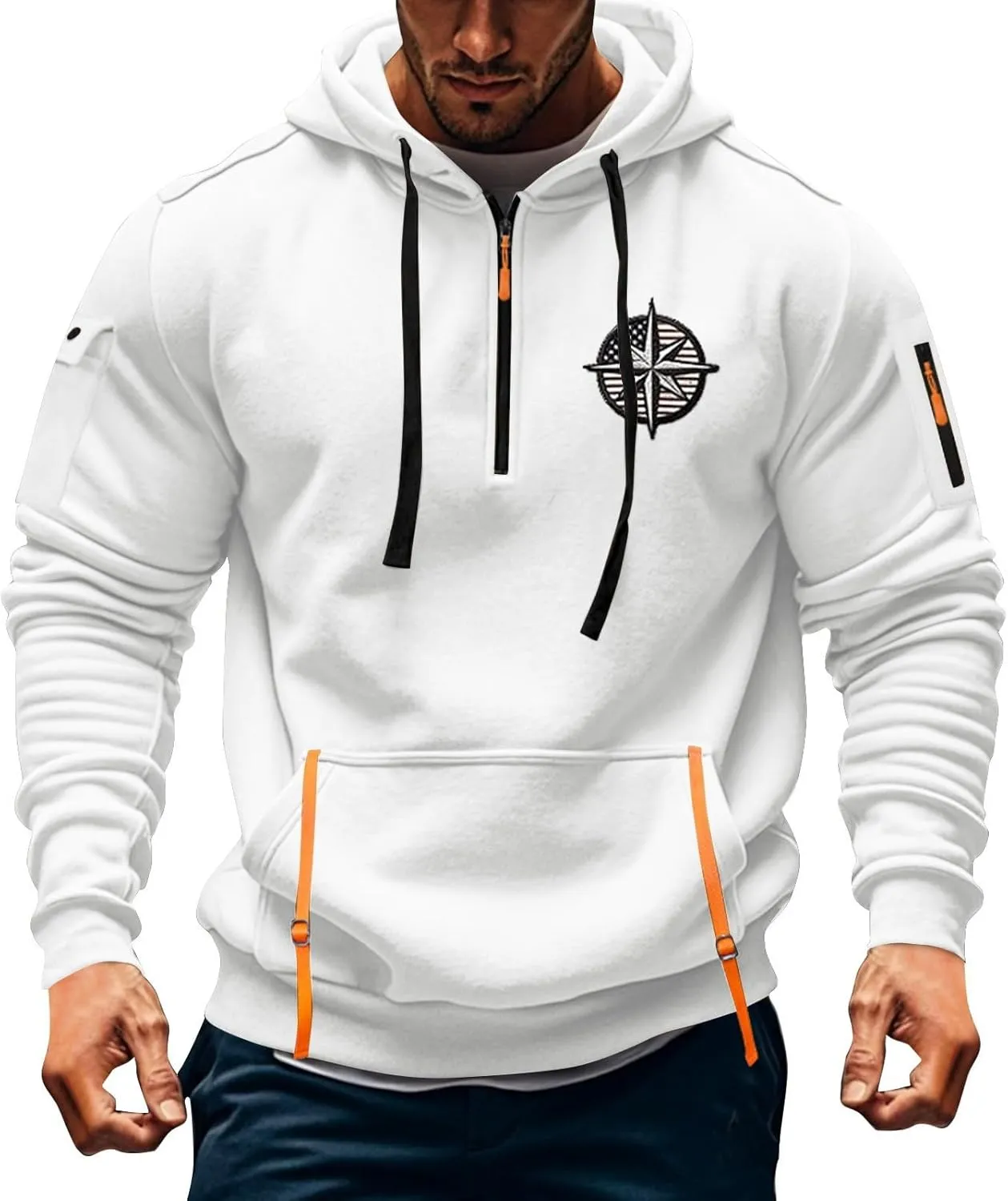 Hoodies For Men Tall Stylish Quarter Zip Pullovers Big And Tall Tactical Sweatshirts Long Sleeve Hoodies With Pockets