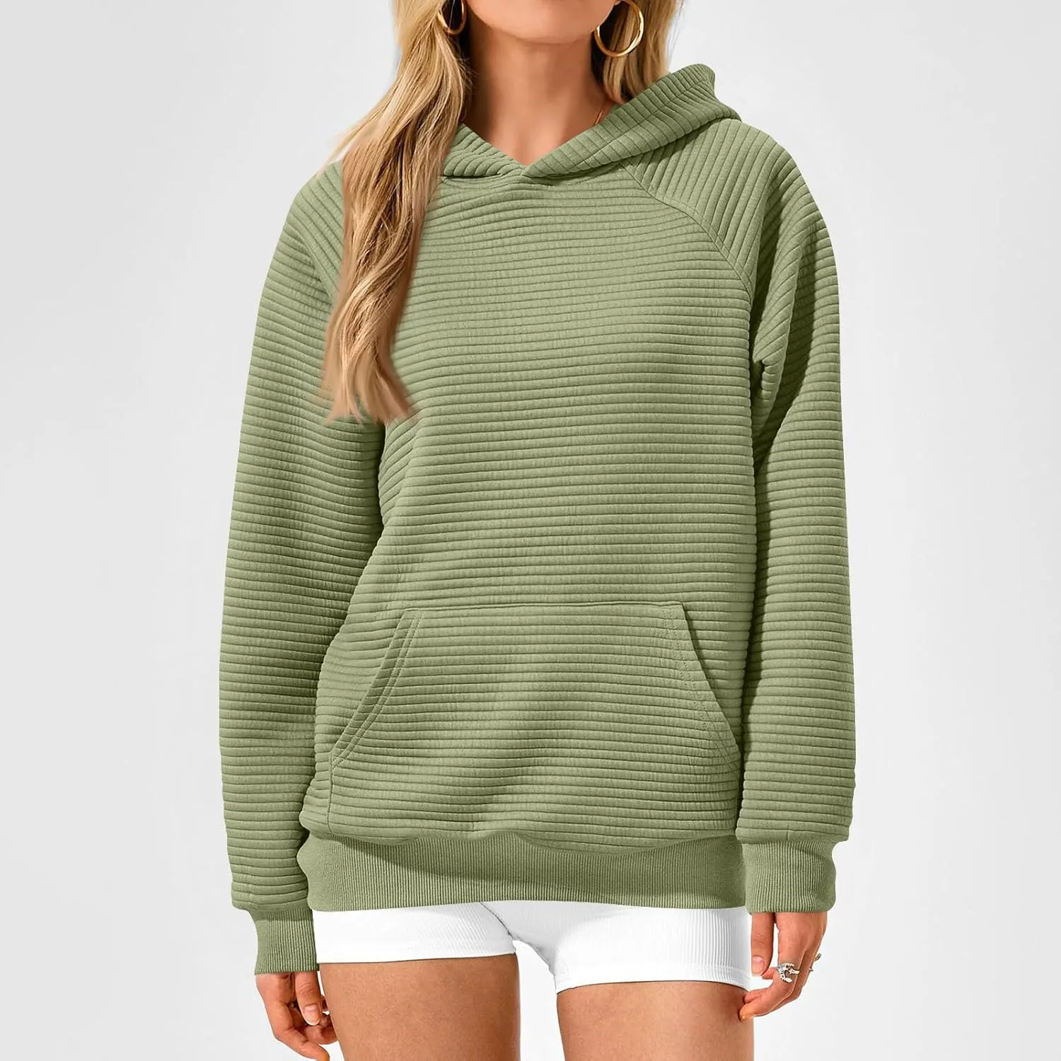 Hoodies for Women Casual Hooded Oversized Sweatshirts with Kangaroo Pocket Raglan Long Sleeve Loose Pullover Tops