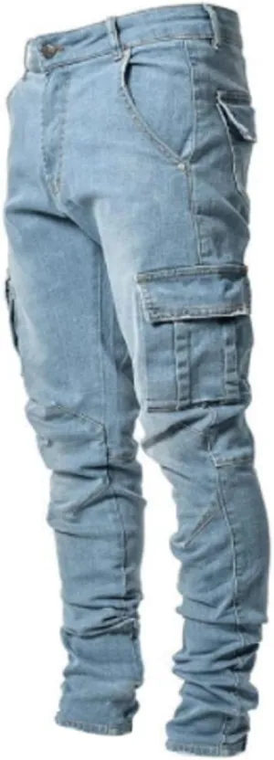 HUNGSON Men's Slim Fit Stretch Jeans Ripped Skinny Jeans for Men, Distressed Straight Leg Fashion Comfort Flex Waist Pants