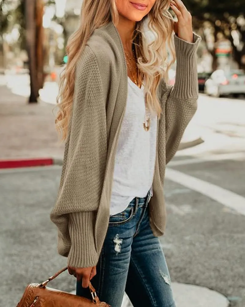 Imily Bela Women's Kimono Batwing Cable Knitted Slouchy Oversized Wrap Cardigan Sweater