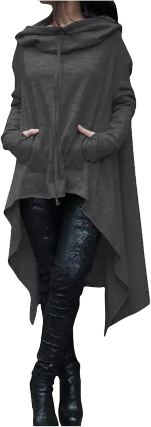 Irregular Hem Hoodie Women Oversized Long Hooded Pullover Sweatshirt Casual Asymmetrical Tops Tunic Fall Fashion