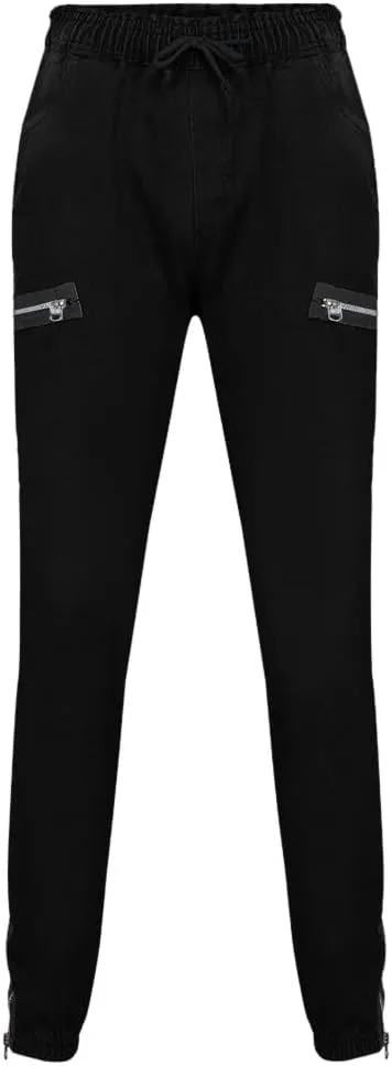 Jeans for Men Slim Fit Vintage Jeans Loose Denim Pants with Zipper Pockets Hip Hop Elastic Dance Pants Streetwear