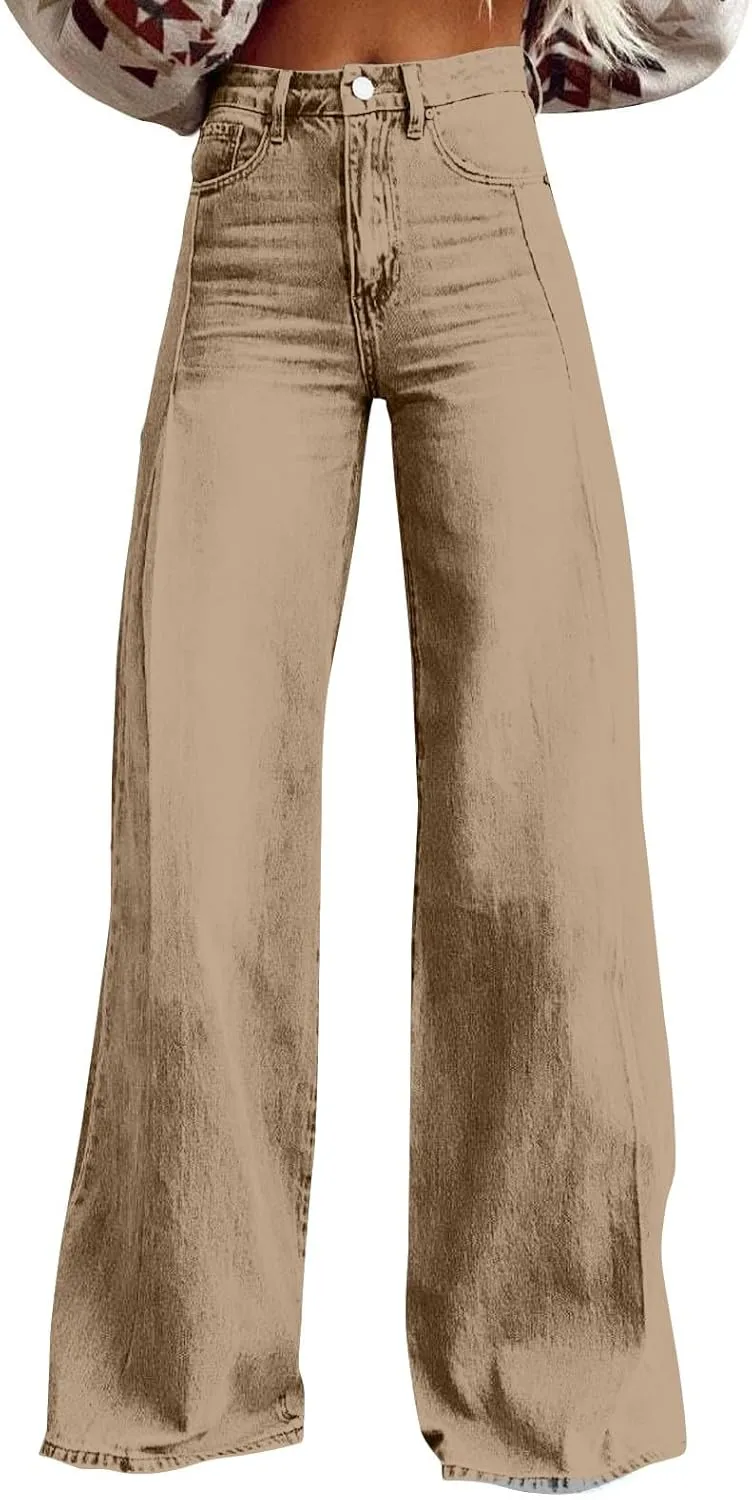 Jeans for Women Baggy Boyfriend Denim Pants Vintage High Waisted Wide Leg Jeans Woman with Pockets Stretchy Pant