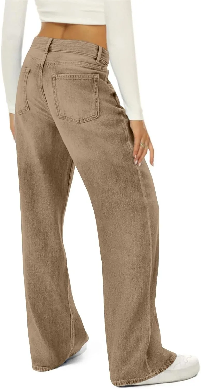 Jeans for Women Baggy Boyfriend Denim Pants Vintage High Waisted Wide Leg Jeans Woman with Pockets Stretchy Pant