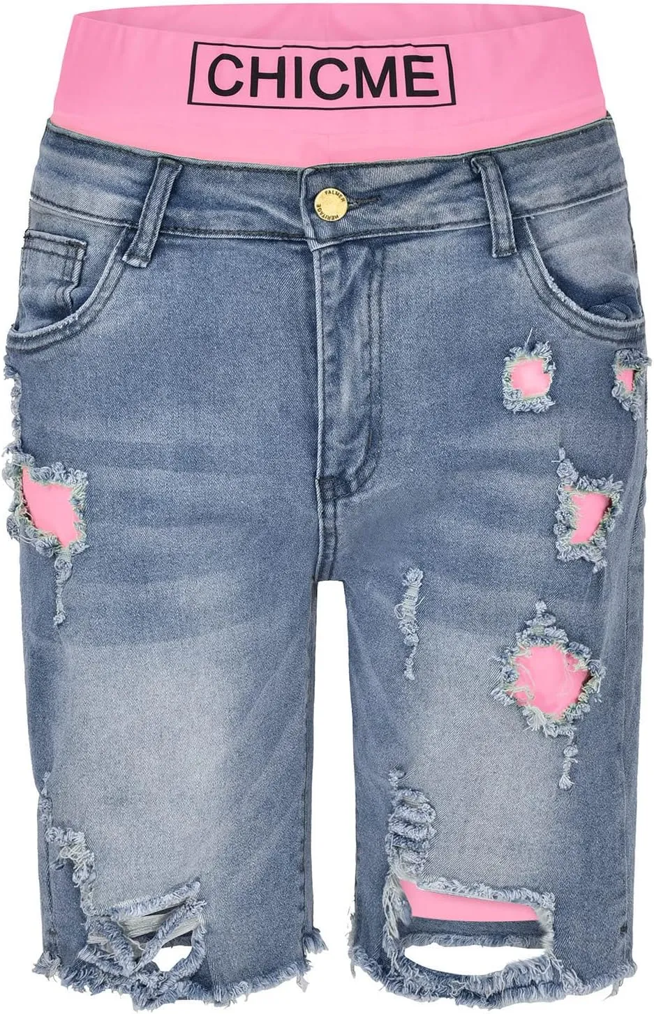 Jeans for Women Trendy Women Fashion Street Contrasting Stitching Two Piece Jeans Shorts Womens Pants with Pockets