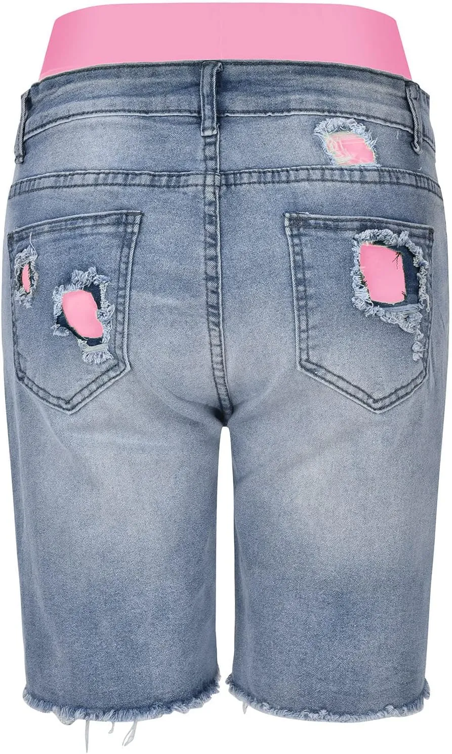 Jeans for Women Trendy Women Fashion Street Contrasting Stitching Two Piece Jeans Shorts Womens Pants with Pockets