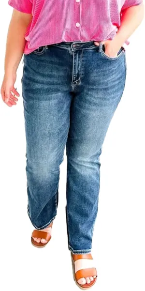 Jeans for Women Vintage High Waisted Straight Leg Stretchy Jeans Trendy Business Work Denim Pants Trousers for Summer
