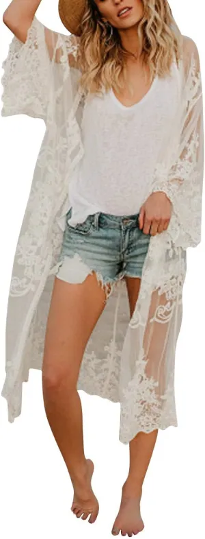 Jeasona Beach Coverups for Women Kimono Robes Cardigans Cover UP Beach Dress