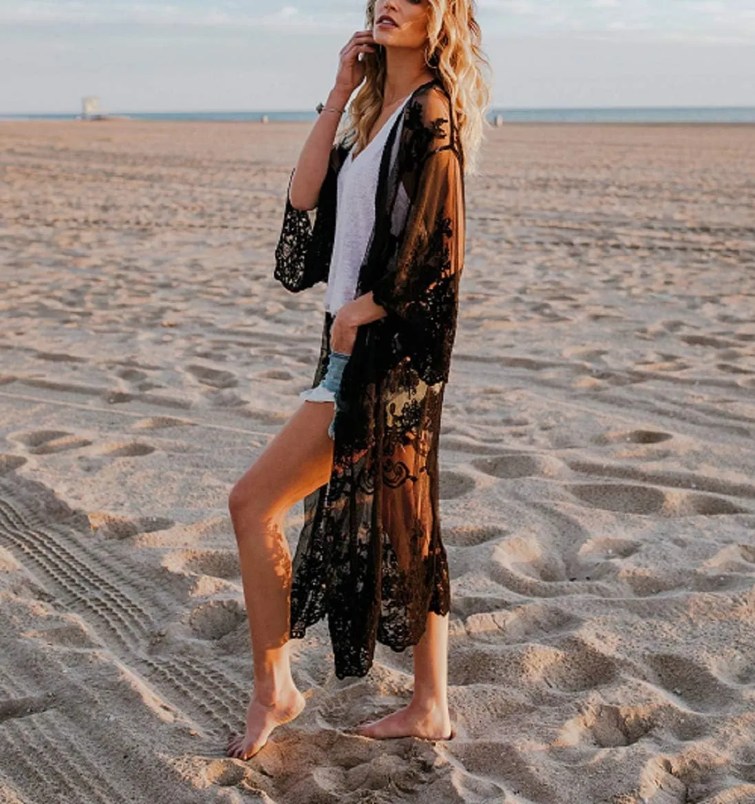 Jeasona Beach Coverups for Women Kimono Robes Cardigans Cover UP Beach Dress
