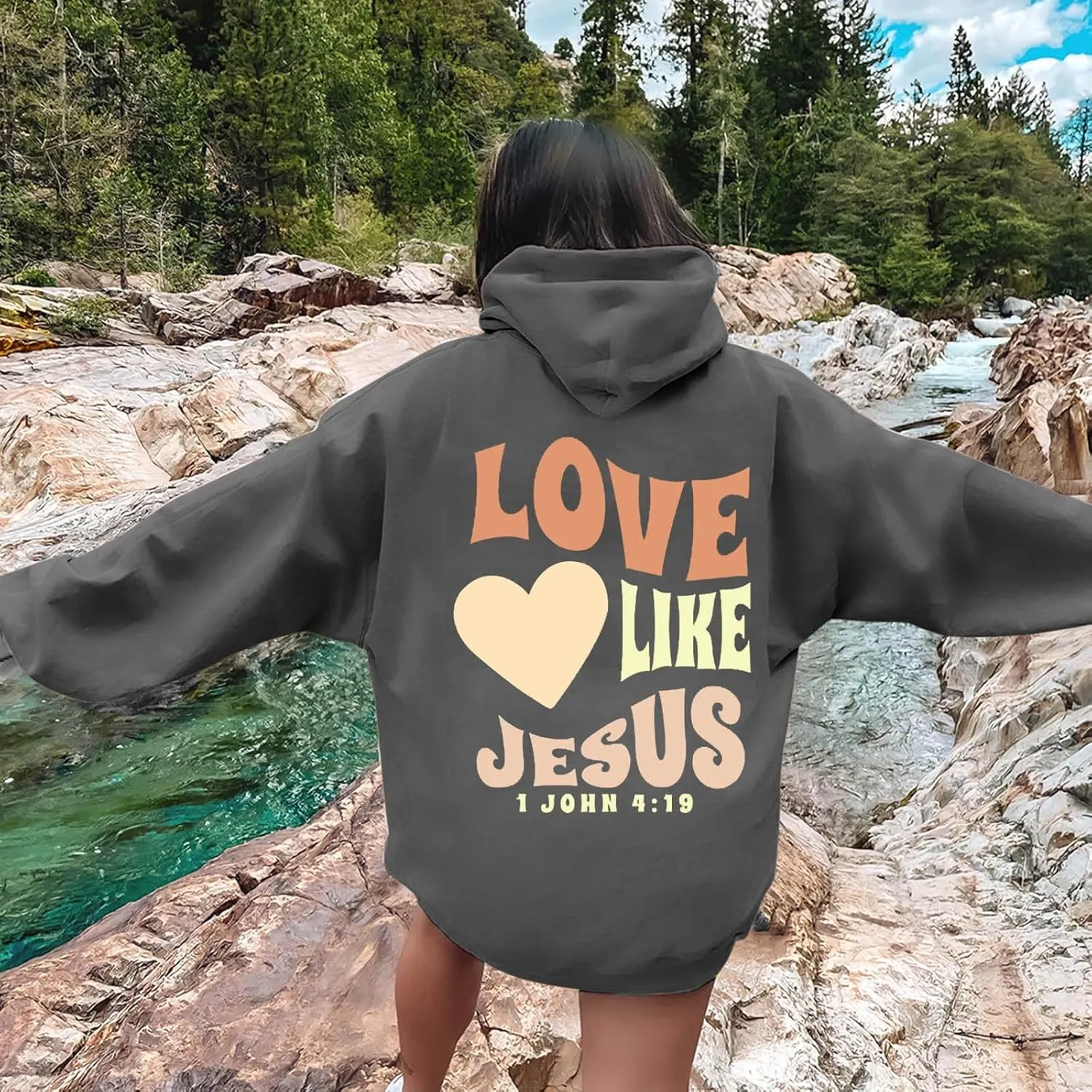 Jesus Christian Sweatshirt for Womens Jesus Loves You Religious Shirts Inspirational Long Sleeve Pullovers Tops
