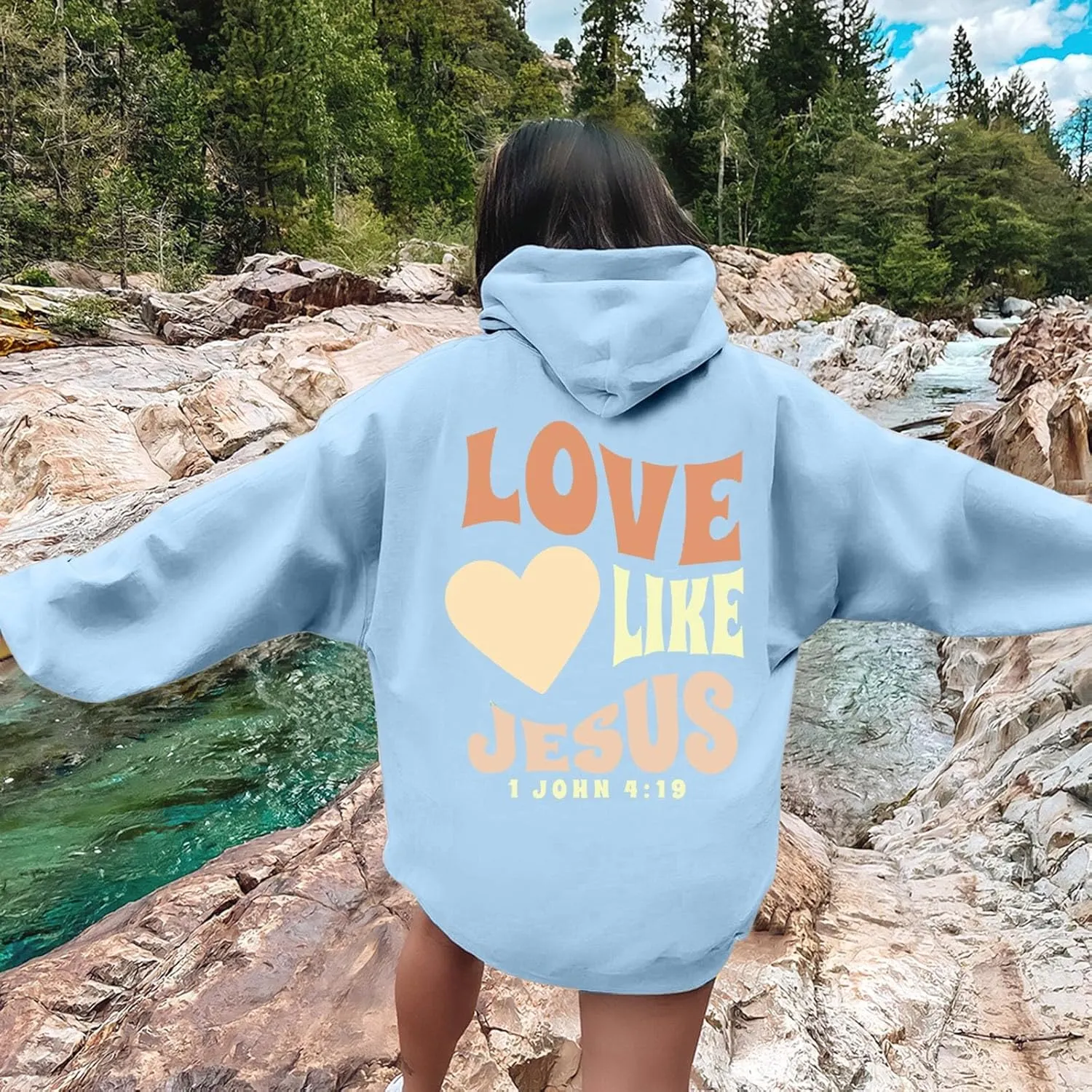 Jesus Christian Sweatshirt for Womens Jesus Loves You Religious Shirts Inspirational Long Sleeve Pullovers Tops