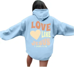 Jesus Christian Sweatshirt for Womens Jesus Loves You Religious Shirts Inspirational Long Sleeve Pullovers Tops