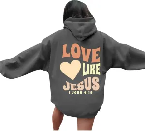 Jesus Christian Sweatshirt for Womens Jesus Loves You Religious Shirts Inspirational Long Sleeve Pullovers Tops