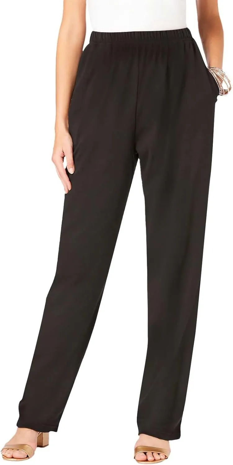 JOAU Women's Plus Size Loose Fit Elastic High Waist Pants Casual Straight Leg Baggy Trousers Soft Loungewear with Pockets