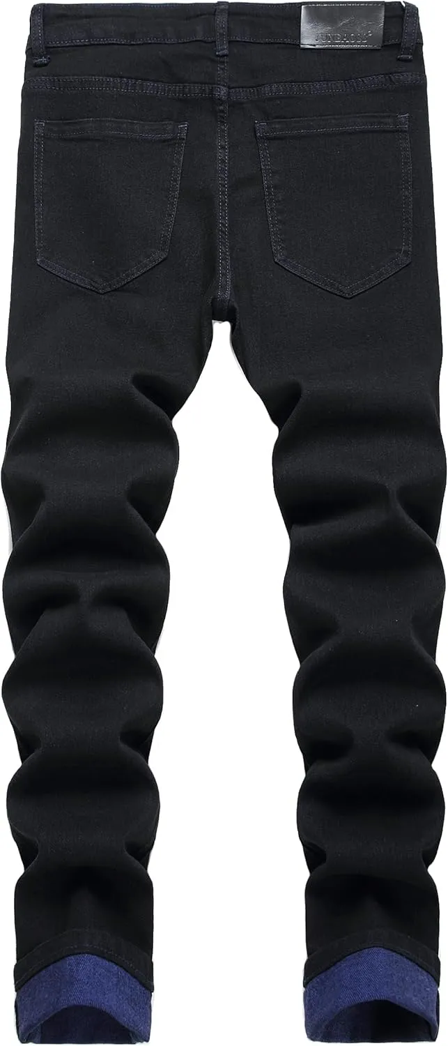JUNBAOSS Men's Slim Fit Stretch Jeans Ripped Skinny Jeans for Men, Fashion Distressed Straight Comfort Flex Waist Pants