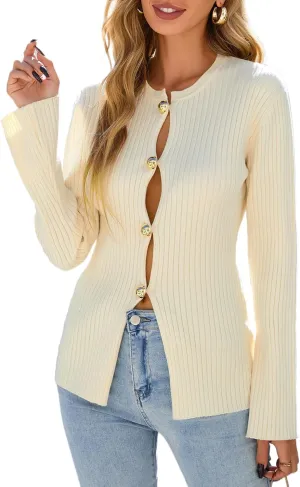 Kedera Women's Button Down Cardigan Sweaters Fall Slim Fit Coat Outerwear Long Sleeve Tops Casual Jackets