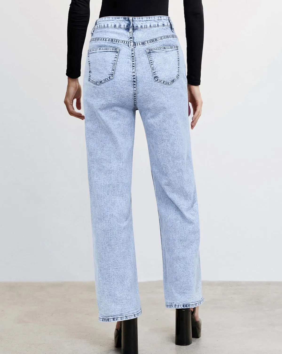 Kedera Women's Wide Leg Jeans Rhinestone Bling Jeans High Waisted Denim Pants