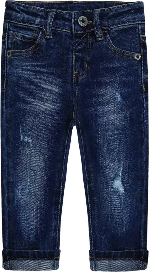 KIDSCOOL SPACE Baby Girl Boy Jeans,Little Kid Elastic Band Inside Ripped Denim Jeans Pants