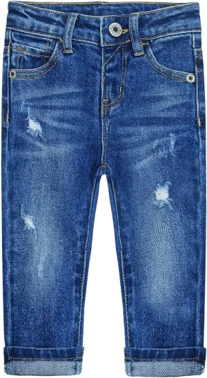 KIDSCOOL SPACE Baby Girl Boy Jeans,Little Kid Elastic Band Inside Ripped Denim Jeans Pants