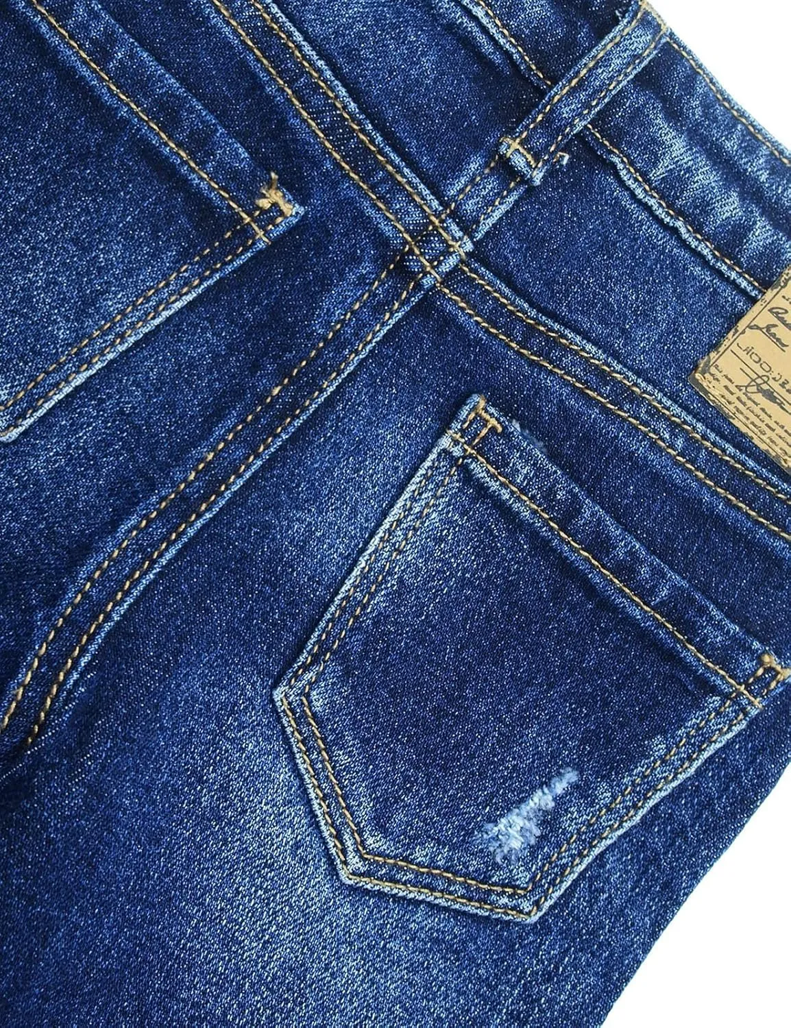 KIDSCOOL SPACE Baby Girl Boy Jeans,Little Kid Elastic Band Inside Ripped Denim Jeans Pants