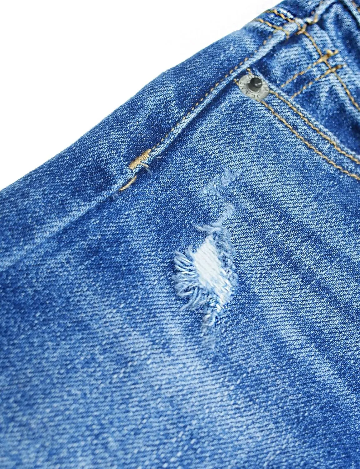 KIDSCOOL SPACE Baby Girl Boy Jeans,Little Kid Elastic Band Inside Ripped Denim Jeans Pants