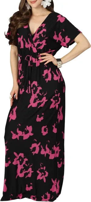 KOH KOH Womens Long Summer Floral Evening Sexy Kaftan Evening Gown Maxi Dress