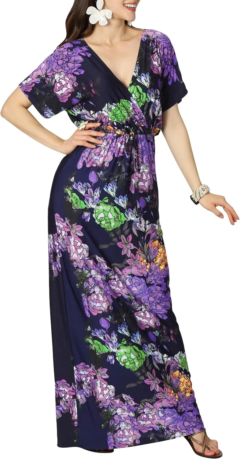 KOH KOH Womens Long Summer Floral Evening Sexy Kaftan Evening Gown Maxi Dress