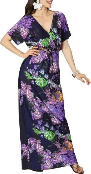 KOH KOH Womens Long Summer Floral Evening Sexy Kaftan Evening Gown Maxi Dress