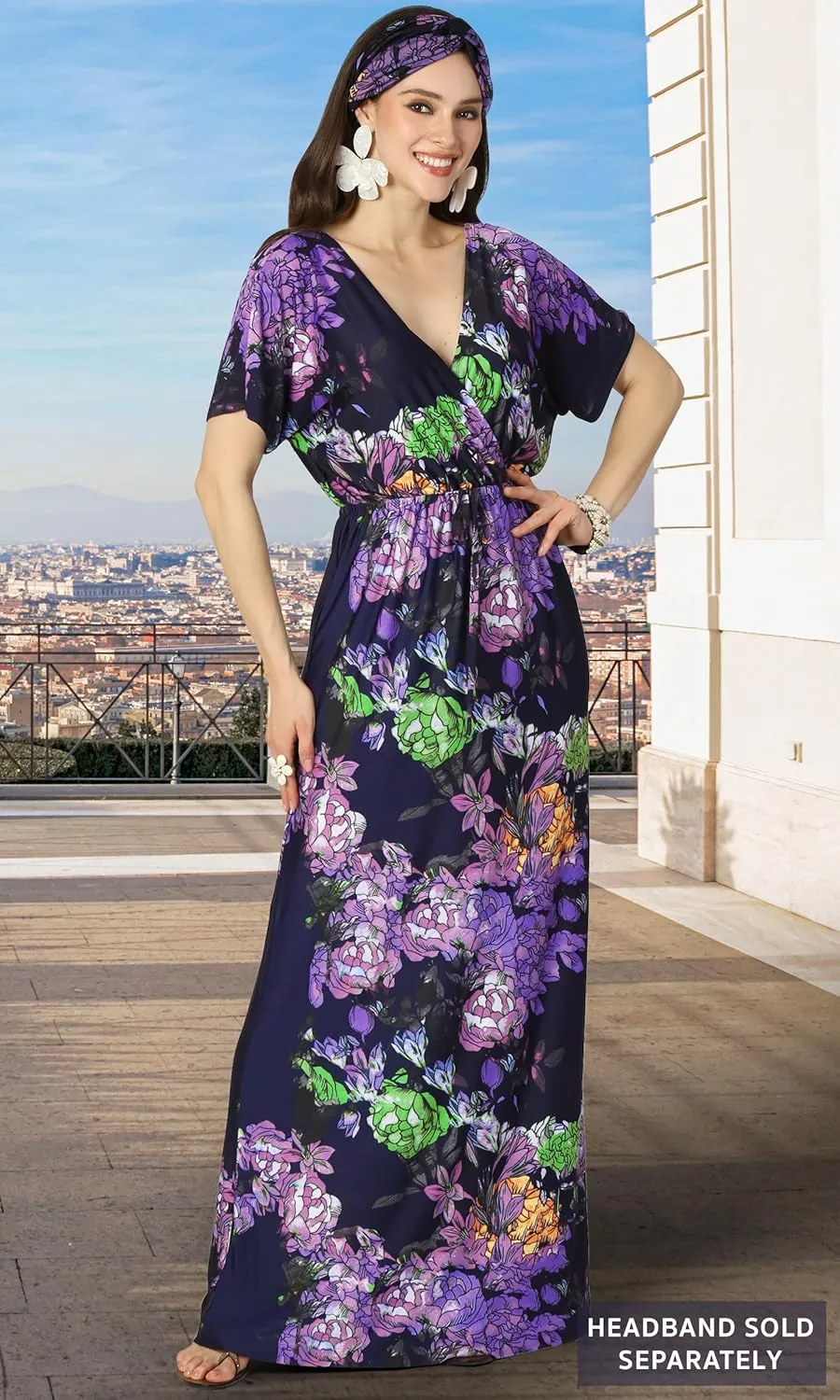 KOH KOH Womens Long Summer Floral Evening Sexy Kaftan Evening Gown Maxi Dress
