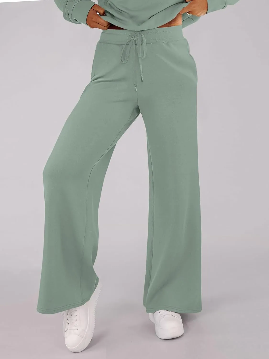 Kubbon Wide Leg Pants for Women High Waist Trousers Adjustable Knotted Comfy Loose Sweatpants Summer Casual Jogging Pants