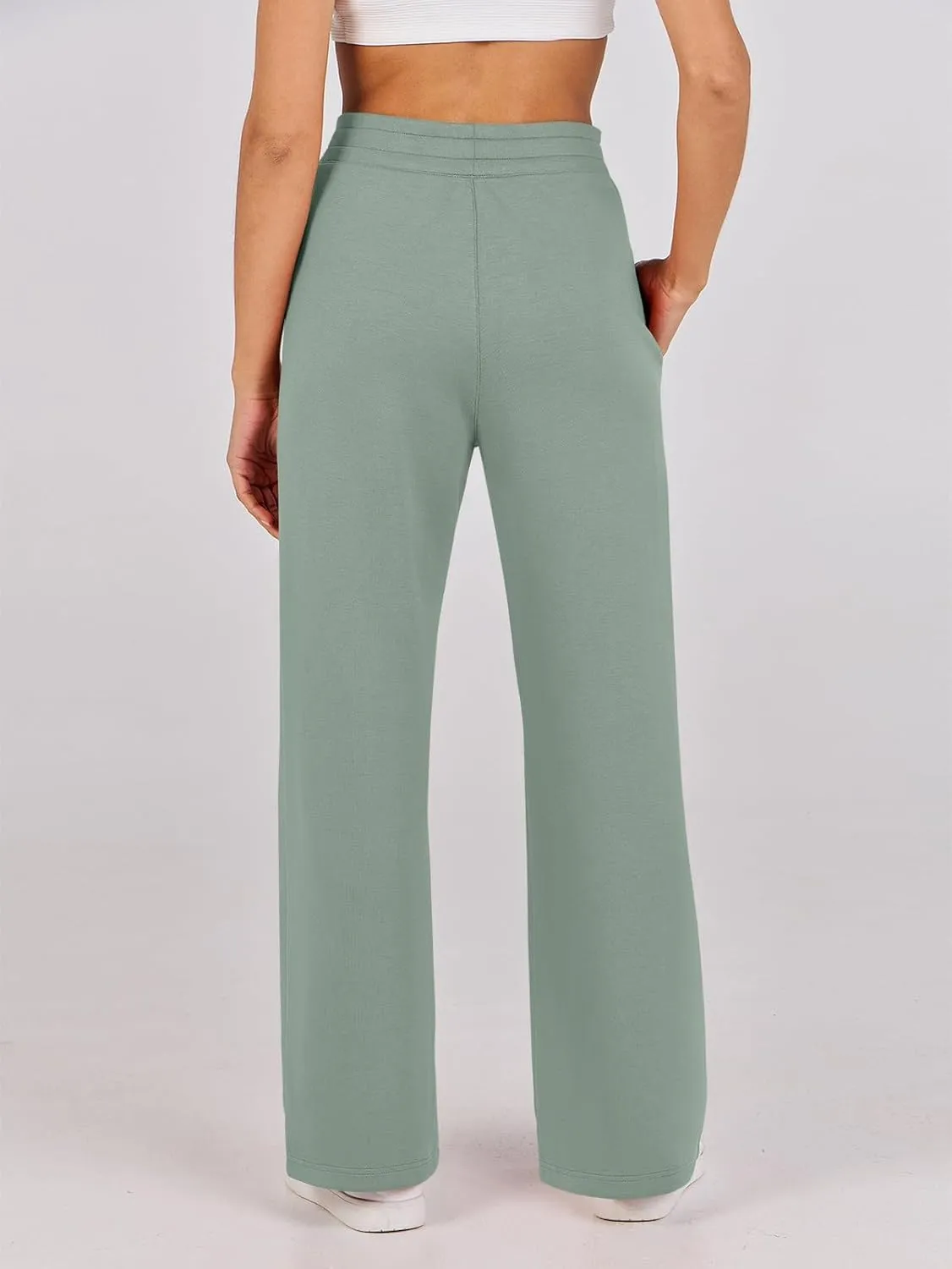 Kubbon Wide Leg Pants for Women High Waist Trousers Adjustable Knotted Comfy Loose Sweatpants Summer Casual Jogging Pants