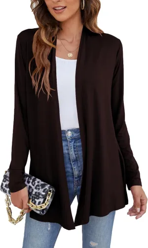 Ladlop Women's Lightweight Open Front Cardigans Long Sleeve Casual Soft Drape Fall Cardigan