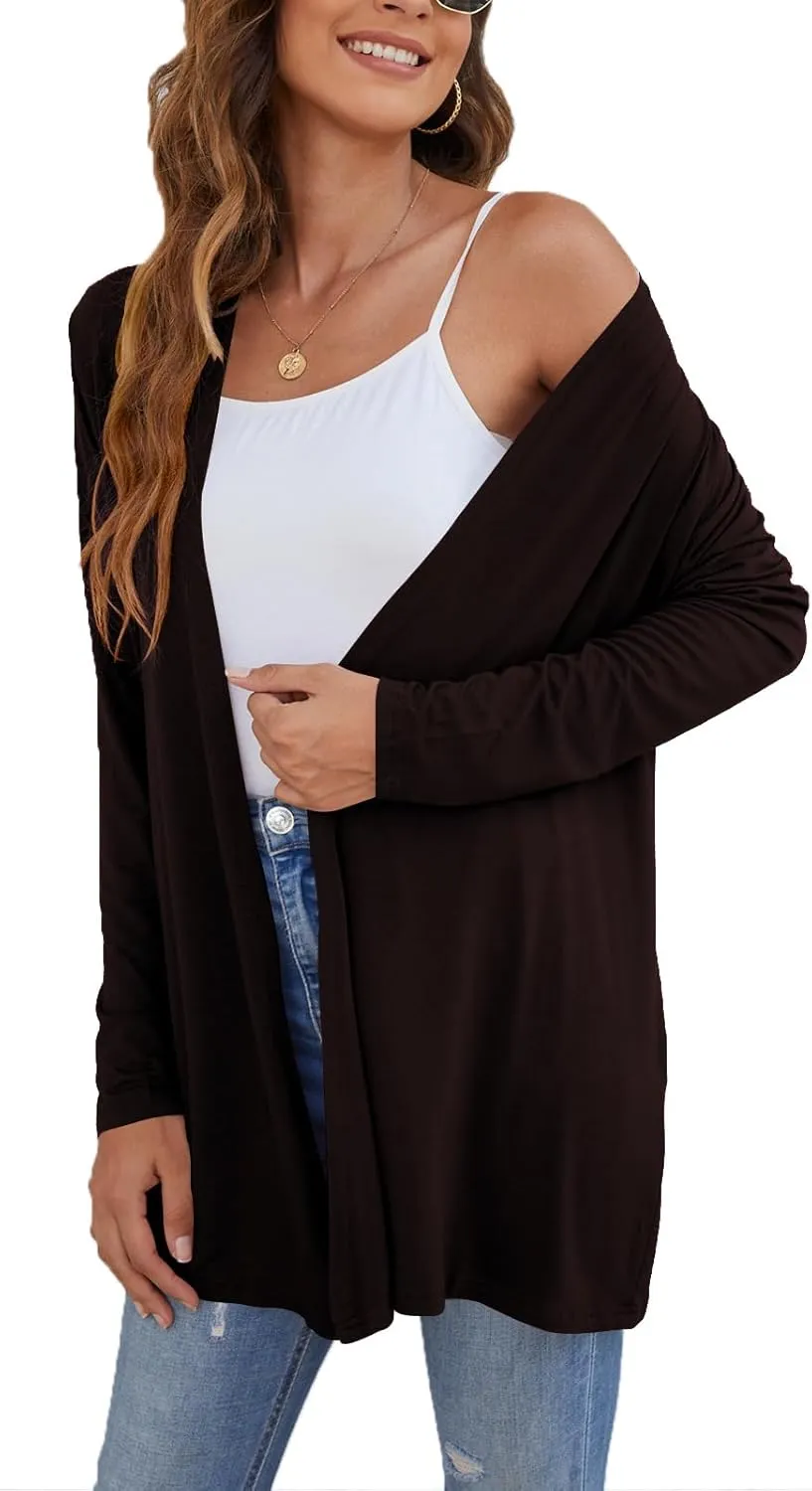 Ladlop Women's Lightweight Open Front Cardigans Long Sleeve Casual Soft Drape Fall Cardigan