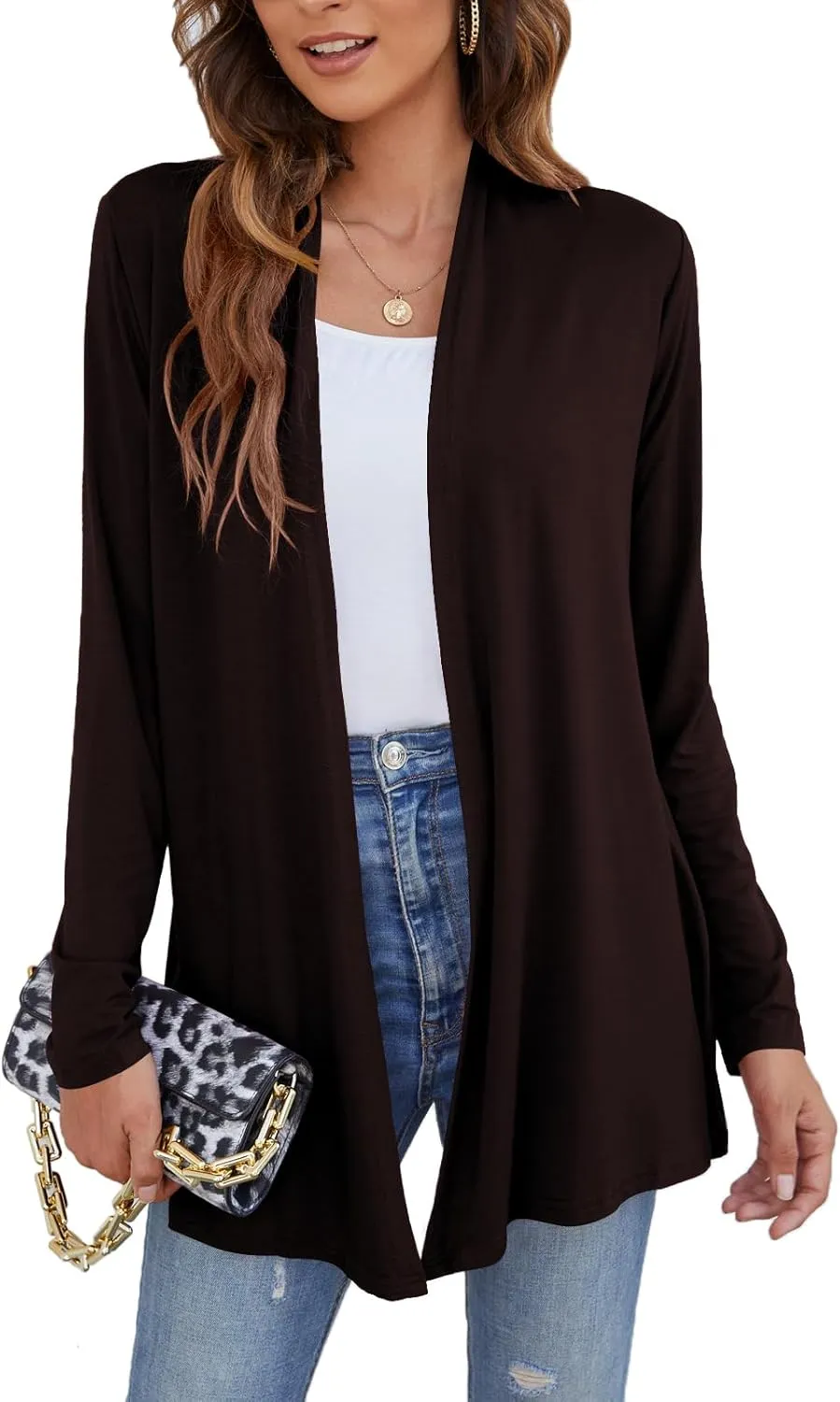 Ladlop Women's Lightweight Open Front Cardigans Long Sleeve Casual Soft Drape Fall Cardigan