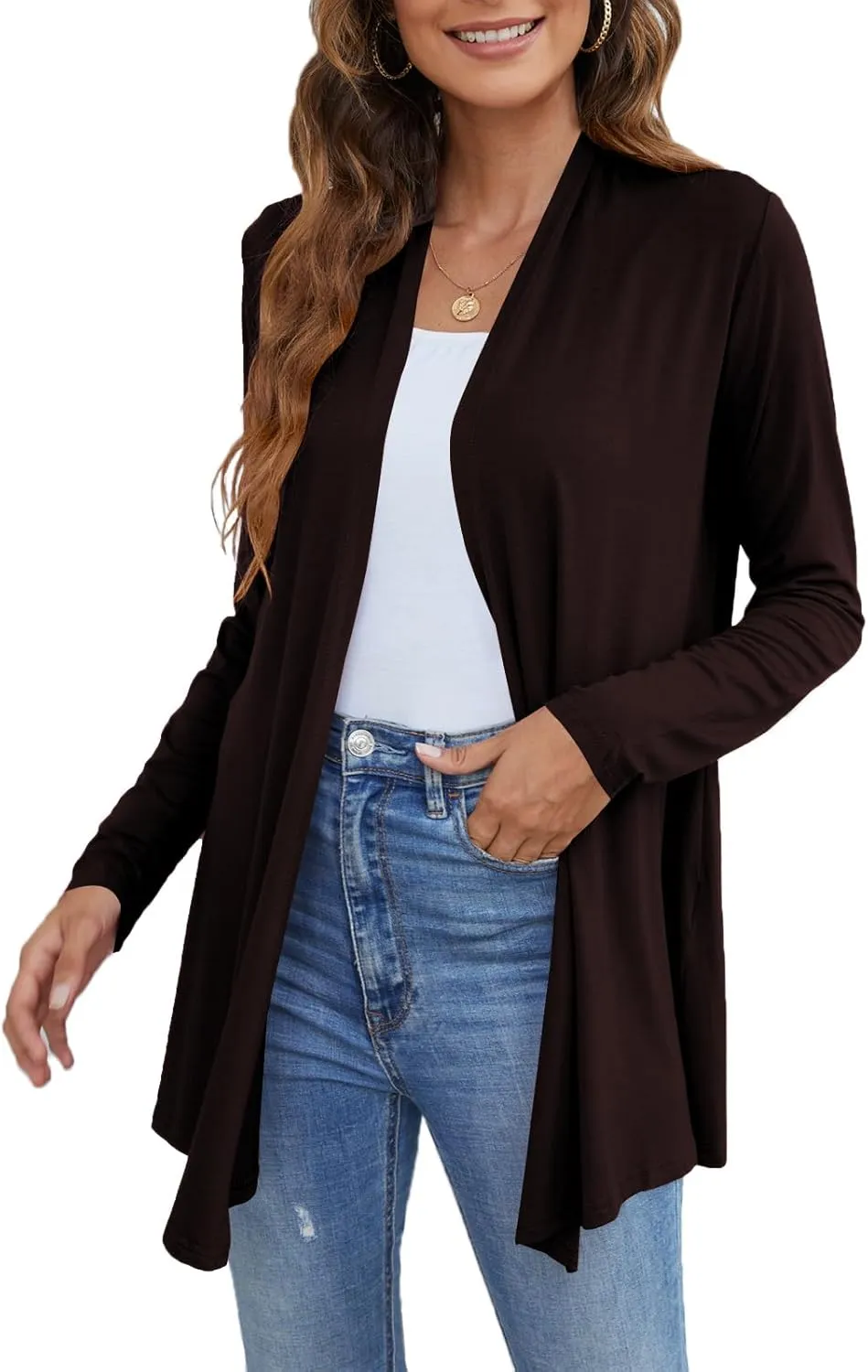 Ladlop Women's Lightweight Open Front Cardigans Long Sleeve Casual Soft Drape Fall Cardigan