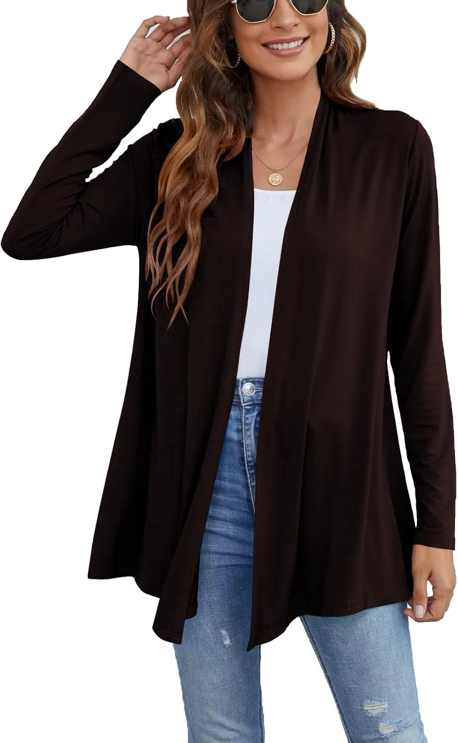 Ladlop Women's Lightweight Open Front Cardigans Long Sleeve Casual Soft Drape Fall Cardigan