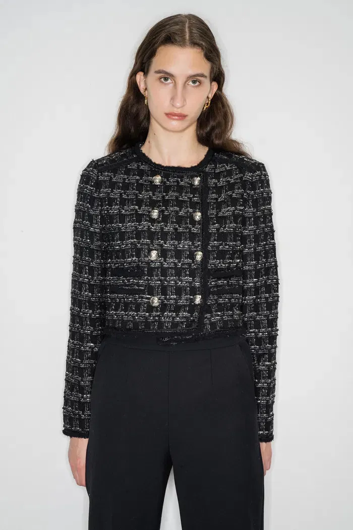 Le Saint-Honor Metallic Button Short Coat in Parisian-Inspired Tweed