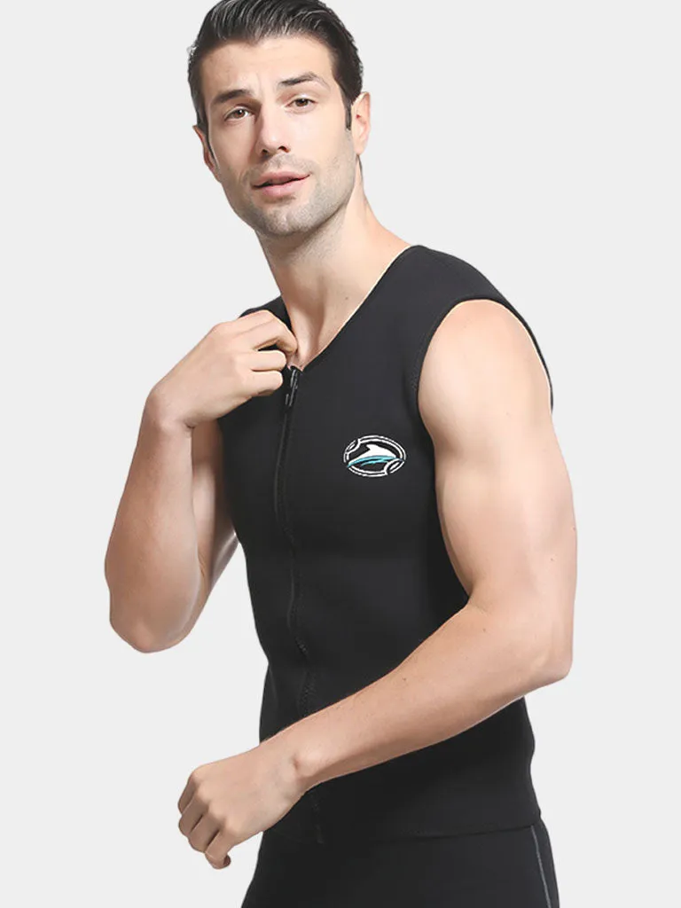 LIFURIOUS Men's Sleeveless Front Zip Wetsuit Vest, Black