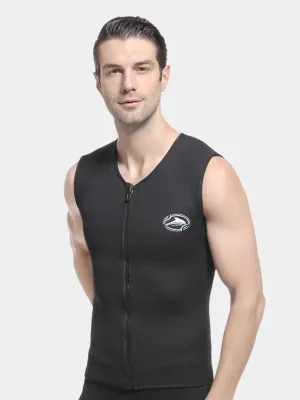 LIFURIOUS Men's Sleeveless Front Zip Wetsuit Vest, Black
