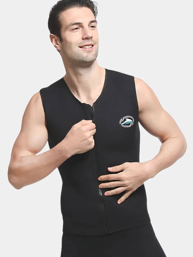 LIFURIOUS Men's Sleeveless Front Zip Wetsuit Vest, Black