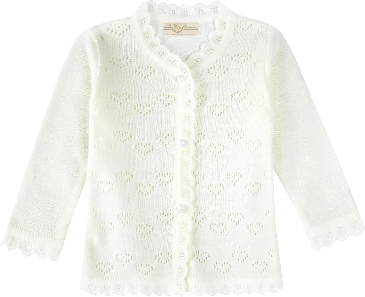 Lilax Baby Girls' Little Hearts Knit Cardigan Sweater
