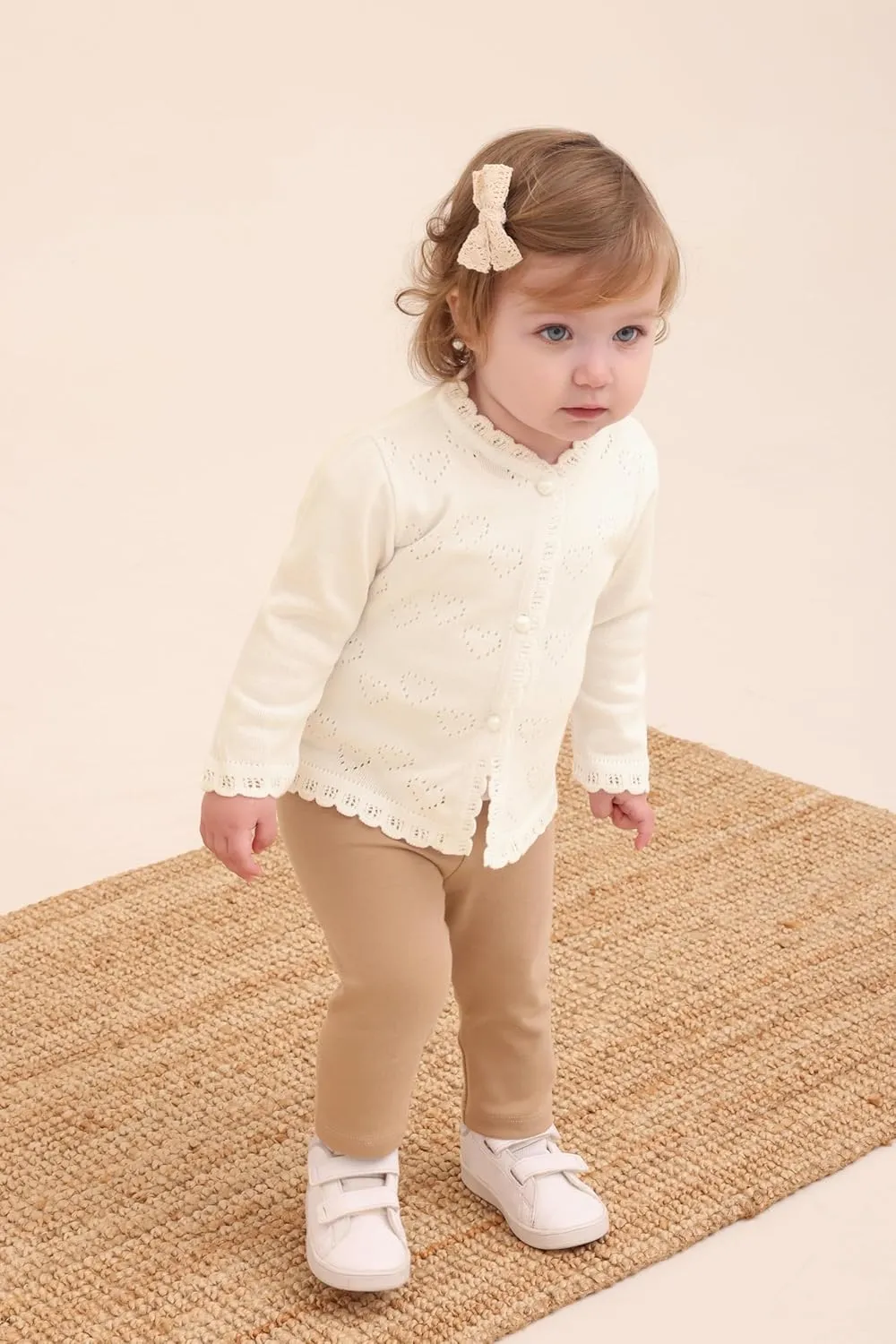 Lilax Baby Girls' Little Hearts Knit Cardigan Sweater