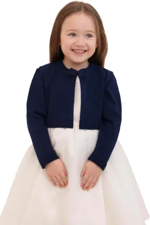 Lilax Little Girls' Knit Long Sleeve Bowknot Closure Bolero Cardigan