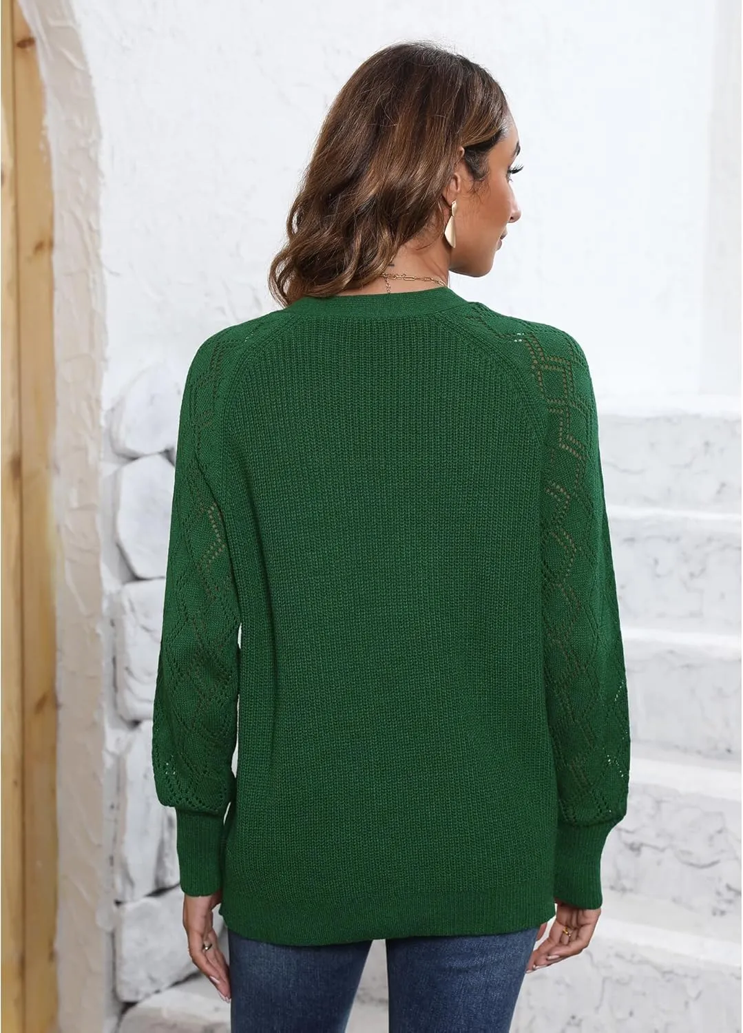 LILBETTER Women's Long Sleeve Button Down V Neck Classic Sweater Knit Cardigan
