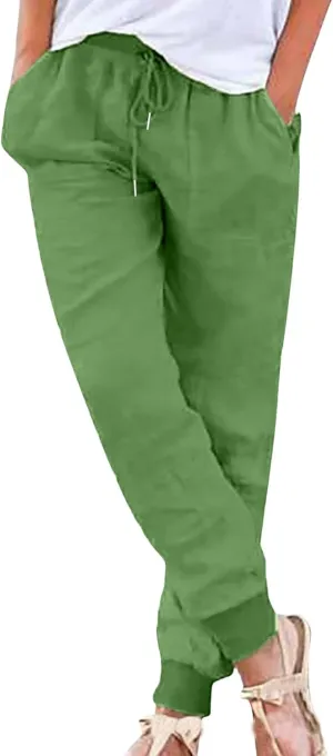 Linen Pants for Women Cotton Linen Loose Fit Trousers Wide Leg Pant Palazzo Pants Casual Summer Going Out 2025