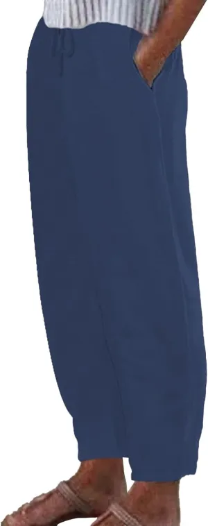 Linen Pants Women Tapered Pant Drawstring Lounge Trousers with Pocket High Waist Pants Beach Wear Summer Clothes