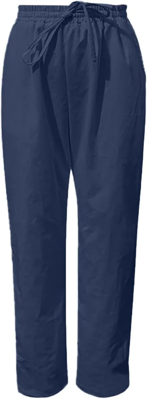 Linen Pants Women Tapered Pant Drawstring Lounge Trousers with Pocket High Waist Pants Beach Wear Summer Clothes