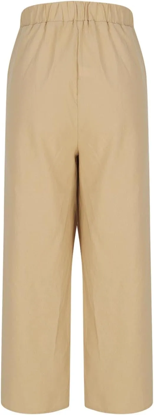 Lmdudan Cotton Linen Pants for Women 2025 Casual High Waist Wide Leg Palazzo Pants Summer Button Down Trousers with Pocket