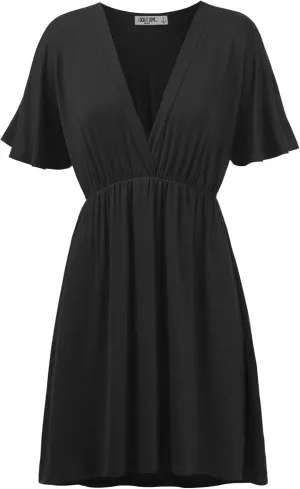 Lock and Love Womens Short Sleeve Kimono Style Deep V Neck Casual Summer Dress S-3XL Plus Size
