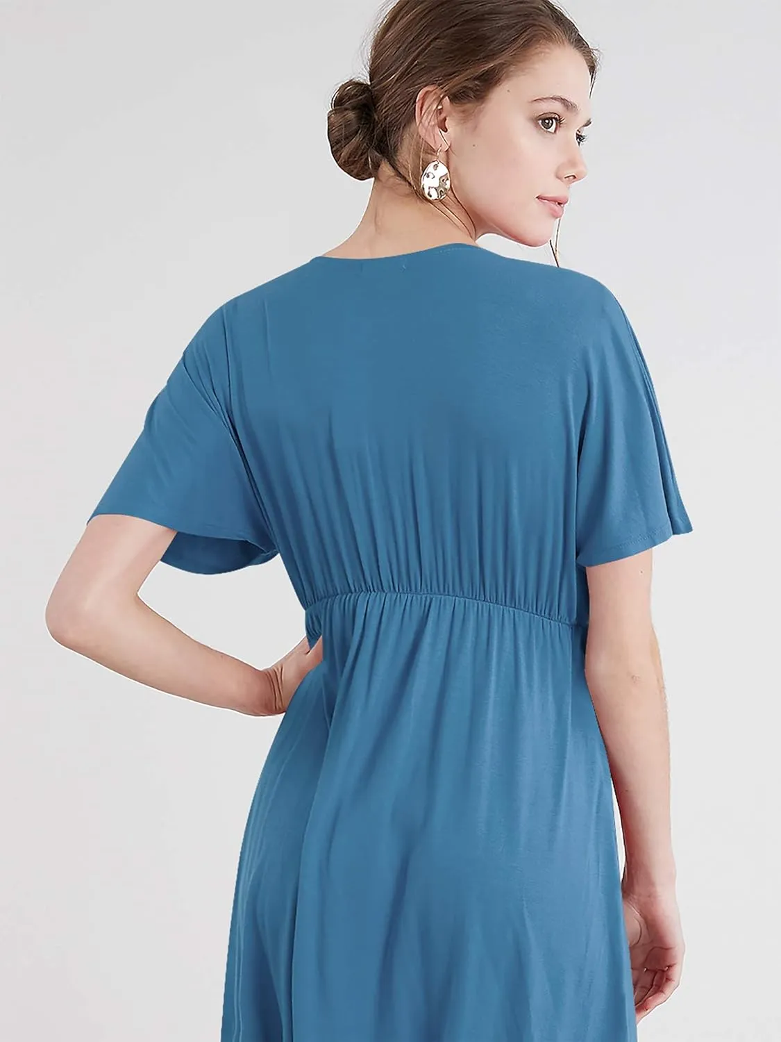 Lock and Love Womens Short Sleeve Kimono Style Deep V Neck Casual Summer Dress S-3XL Plus Size
